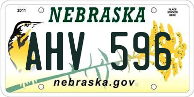 NE license plate AHV596