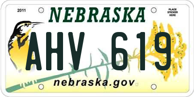 NE license plate AHV619