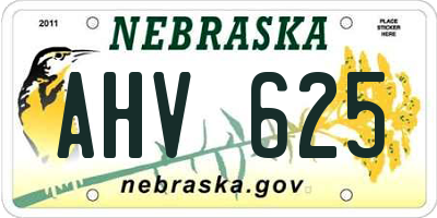 NE license plate AHV625