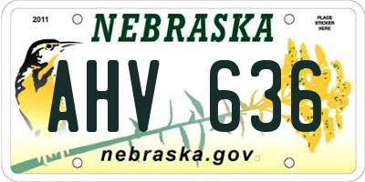 NE license plate AHV636