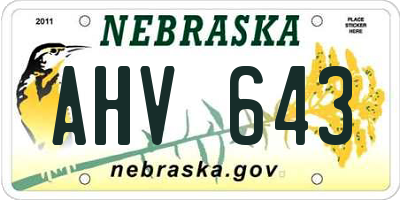 NE license plate AHV643