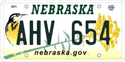 NE license plate AHV654