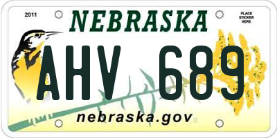 NE license plate AHV689
