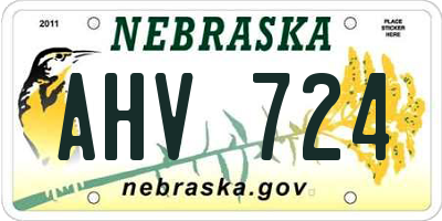 NE license plate AHV724