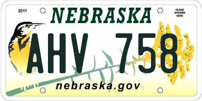 NE license plate AHV758