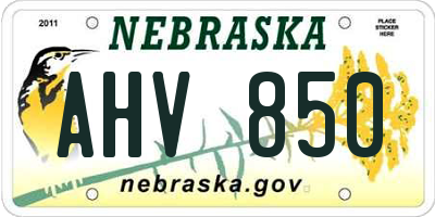 NE license plate AHV850