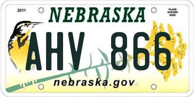 NE license plate AHV866