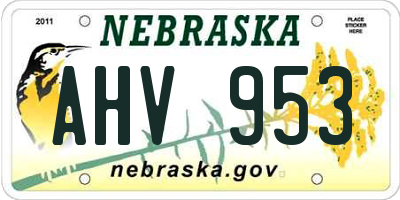 NE license plate AHV953