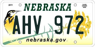 NE license plate AHV972