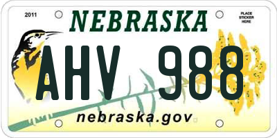 NE license plate AHV988