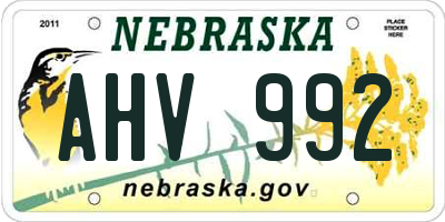 NE license plate AHV992