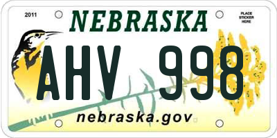 NE license plate AHV998