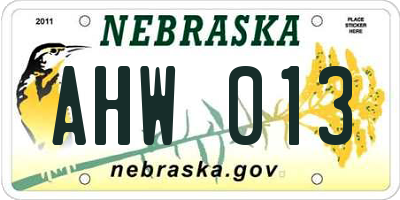 NE license plate AHW013