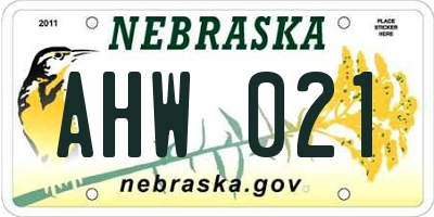 NE license plate AHW021