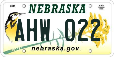 NE license plate AHW022