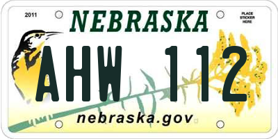 NE license plate AHW112