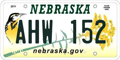 NE license plate AHW152