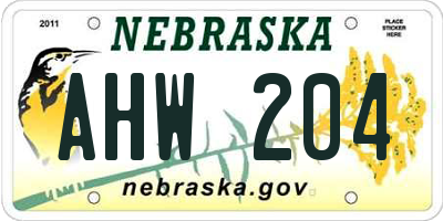 NE license plate AHW204