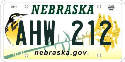 NE license plate AHW212