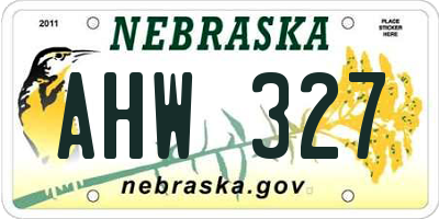 NE license plate AHW327