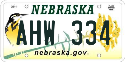 NE license plate AHW334