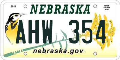 NE license plate AHW354