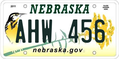NE license plate AHW456