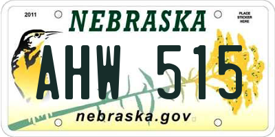 NE license plate AHW515