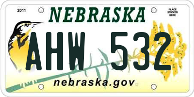 NE license plate AHW532