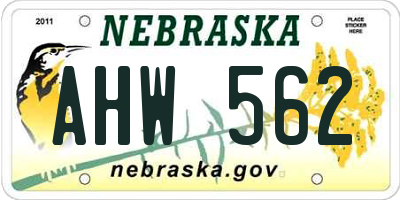 NE license plate AHW562