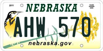 NE license plate AHW570