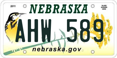 NE license plate AHW589