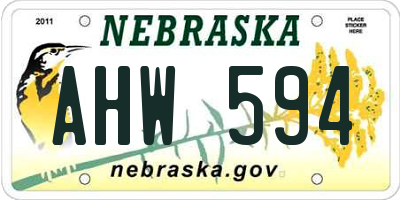 NE license plate AHW594