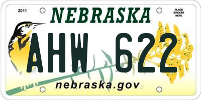NE license plate AHW622