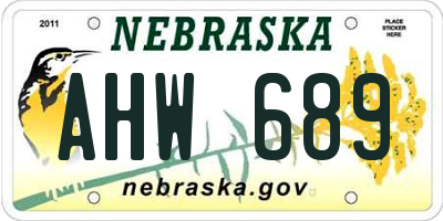 NE license plate AHW689