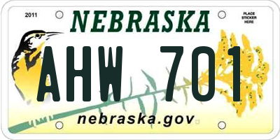 NE license plate AHW701