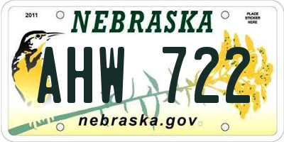 NE license plate AHW722