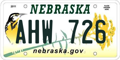 NE license plate AHW726