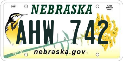 NE license plate AHW742