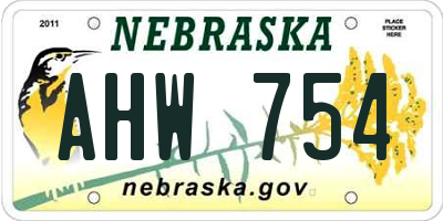 NE license plate AHW754