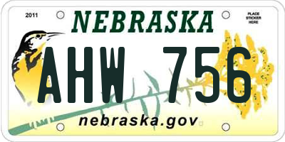 NE license plate AHW756