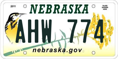NE license plate AHW774
