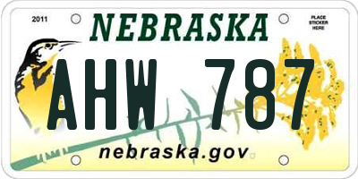NE license plate AHW787