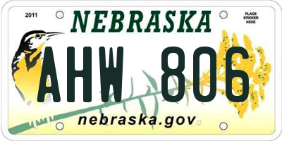 NE license plate AHW806