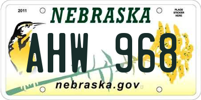 NE license plate AHW968