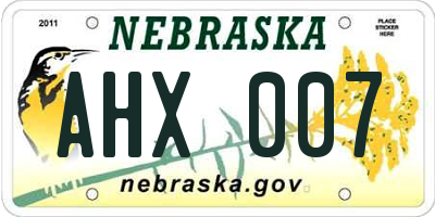 NE license plate AHX007