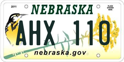 NE license plate AHX110