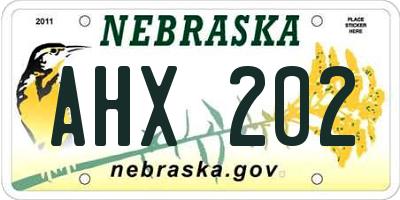 NE license plate AHX202