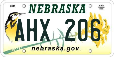 NE license plate AHX206