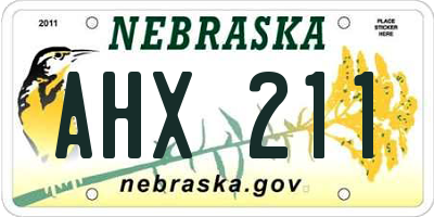 NE license plate AHX211